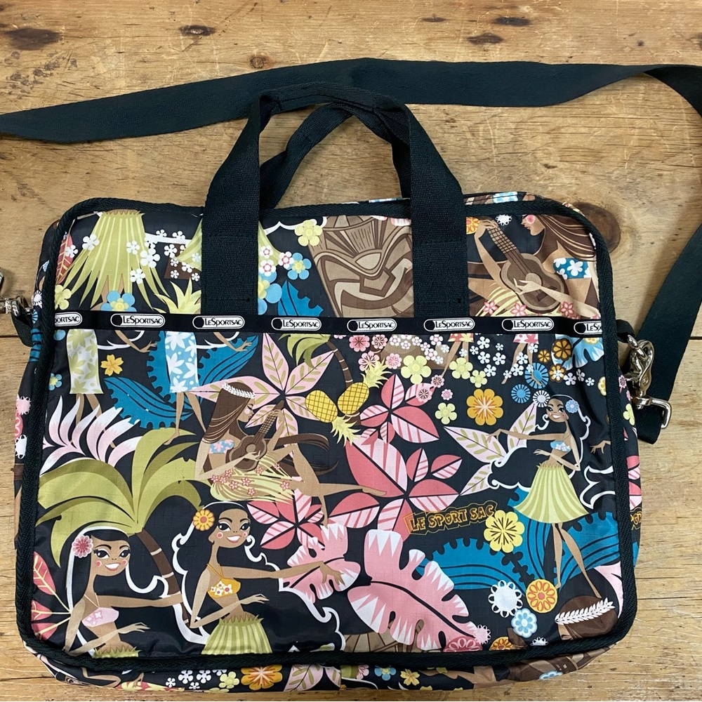 LeSportsac Crossbody Messenger Bag Hula Hawaii Wahine Tropical Print